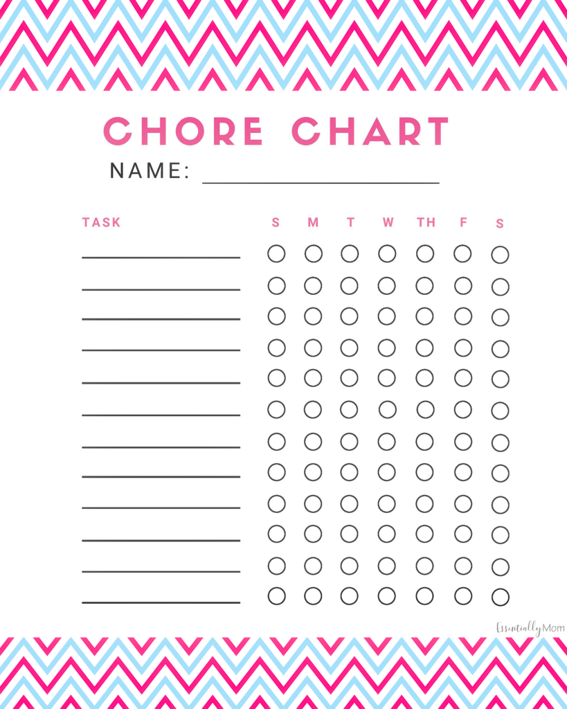 This kids chore chart printable is a great way to help your child stay on track to get all their chores completed for the week!