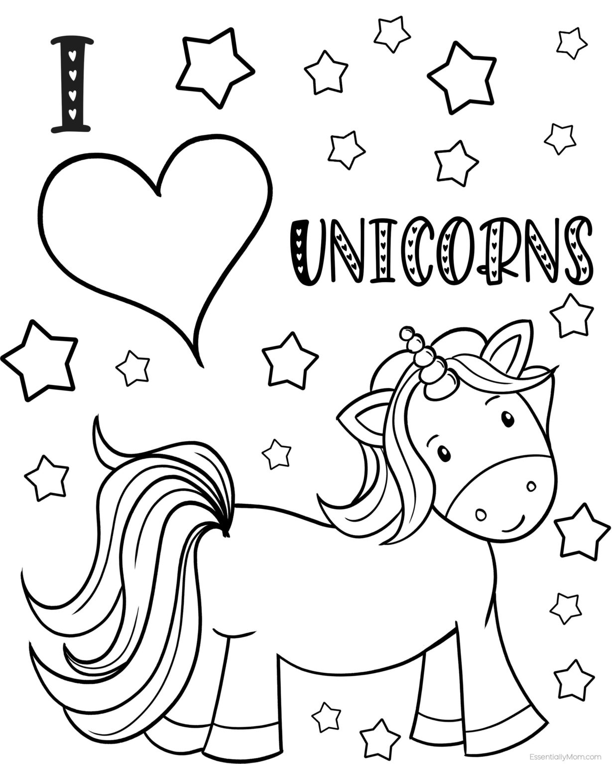 printable coloring pages for kids unicorn