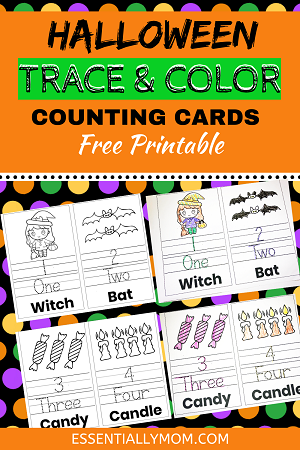 halloween trace and color counting cards,halloween printable activity sheets,halloween printable activity pages,halloween tracing numbers