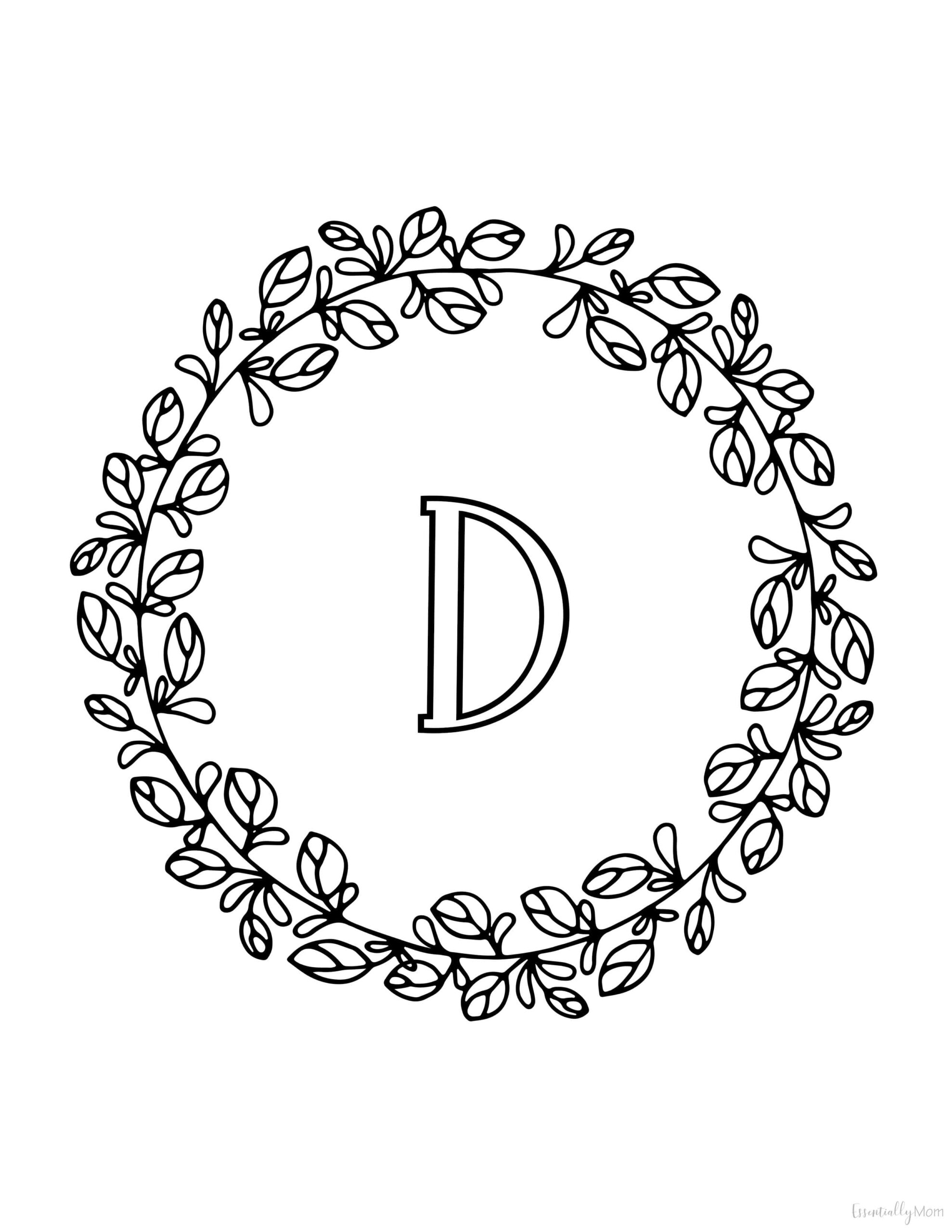 FREE Printable Monogram Letter Wall Art | Monogram Coloring Pages