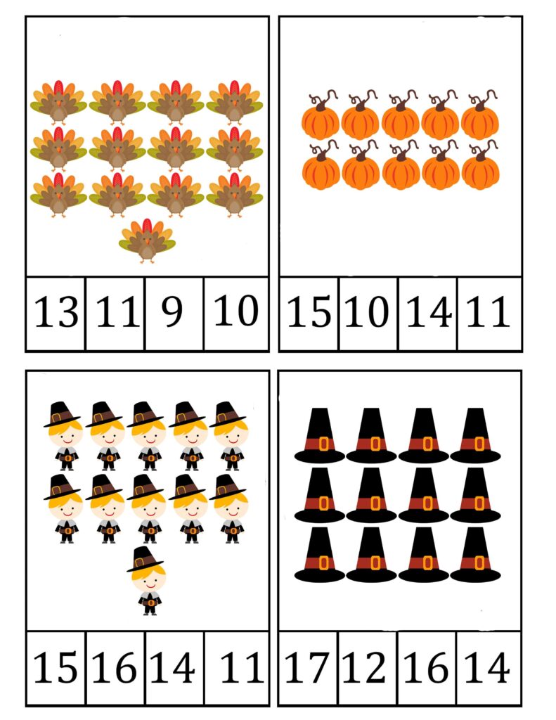 free printable counting flashcards,thanksgiving counting flashcards,thanksgiving math printables