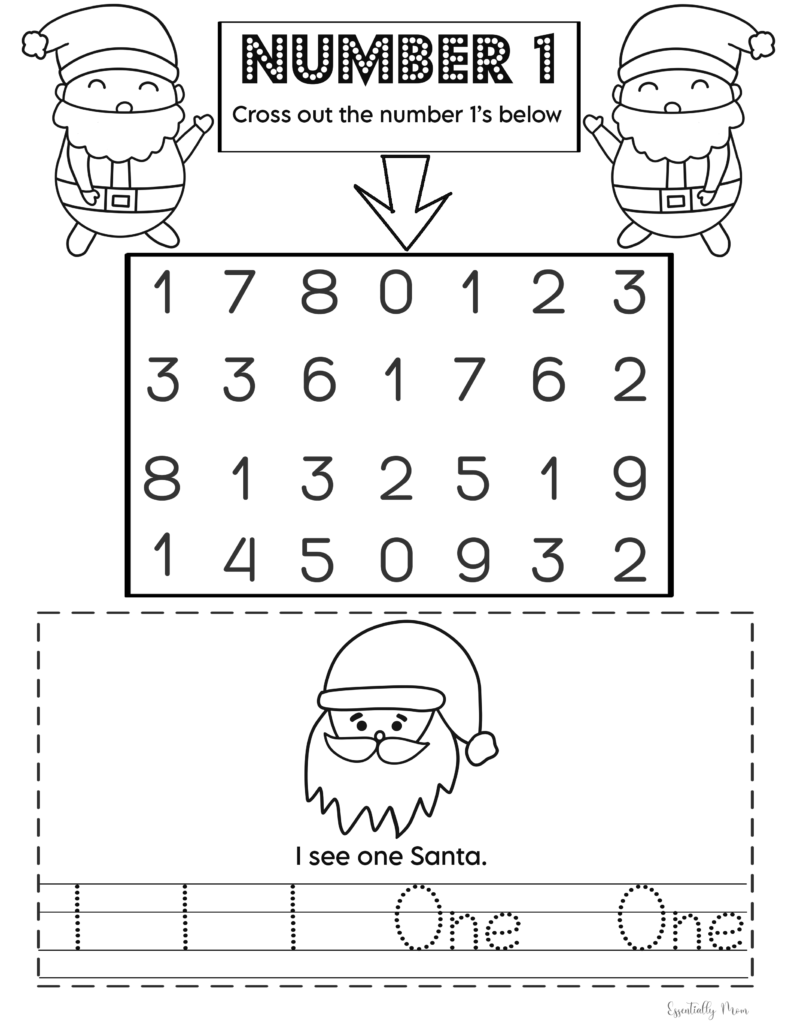 Christmas Math Worksheets For Preschoolers Pre K Number Worksheets
