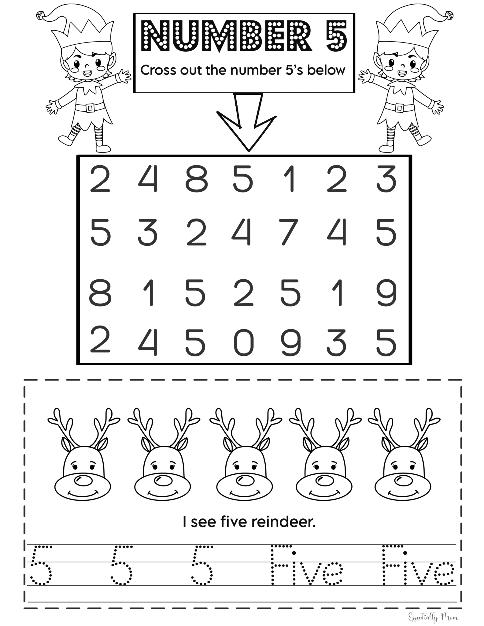 Christmas Math Worksheets for Preschoolers | Pre K Number Worksheets